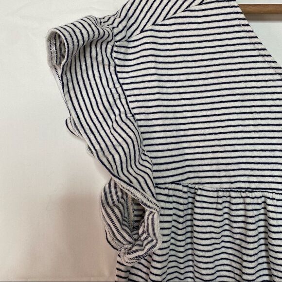 Asos Womens Striped Top Size 6 Black White Sleeveless Ruffle - Picture 3 of 5